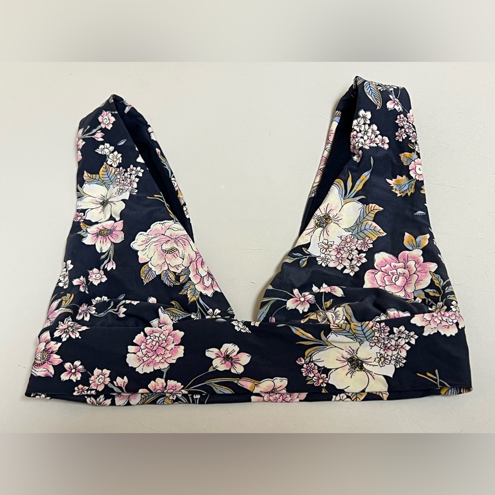 Billabong Women’s Black Floral Plunge Bikini Top - Size Small - EUC